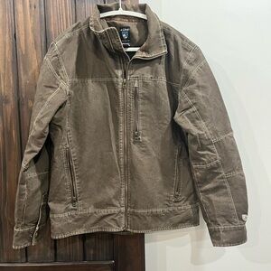 Kuhl Mens zip Jacket Vintage Patina Dye ESPRESSO Heavy Cotton coat medium GUC